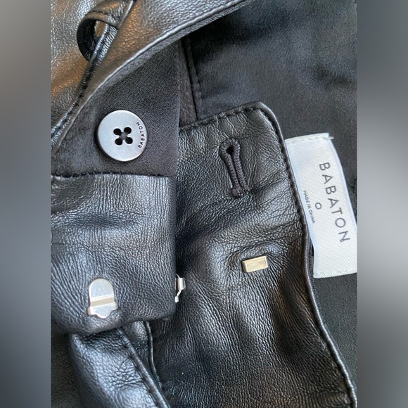 Babaton Black Belted Vegan Faux Leather High Rise Trouser Pant - Picture 7 of 15